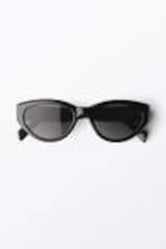 Black - Black Lenses - Angular Cat-Eye Sunglasses - 2