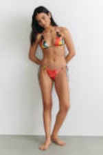Multicoloured - Abstract Bloom - Strappy Printed Bikini Bottoms - 0