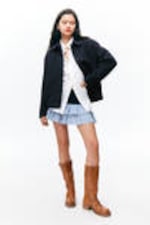 Navy Blue - Single-breasted Wool Blend Jacket - 3