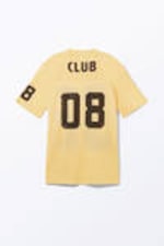 Light Yellow & Brown - Sporty Mini T-shirt Dress - 4