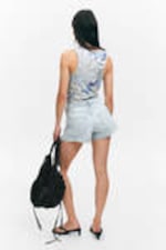 White Newspaper - Blue Flames - Tie-Front Cotton Tank Top - 3