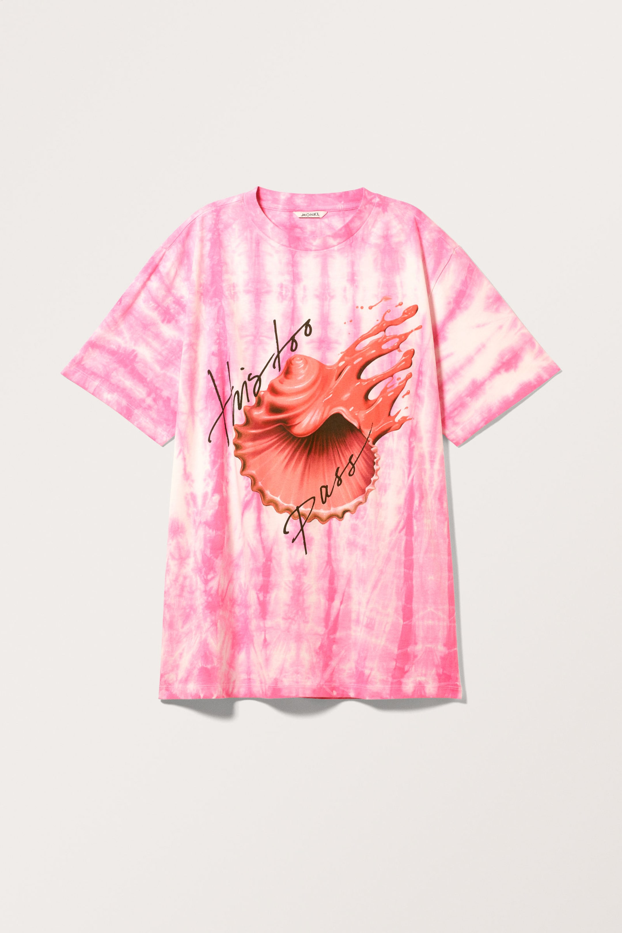 Pink Tie-Dye Seashell - Oversized Throw-on T-shirt - 0