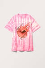 Pink Tie-Dye Seashell - Oversized Throw-on T-shirt - 0