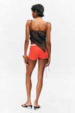 Dark Brown - Asymmetric Satin Strap Top - 3