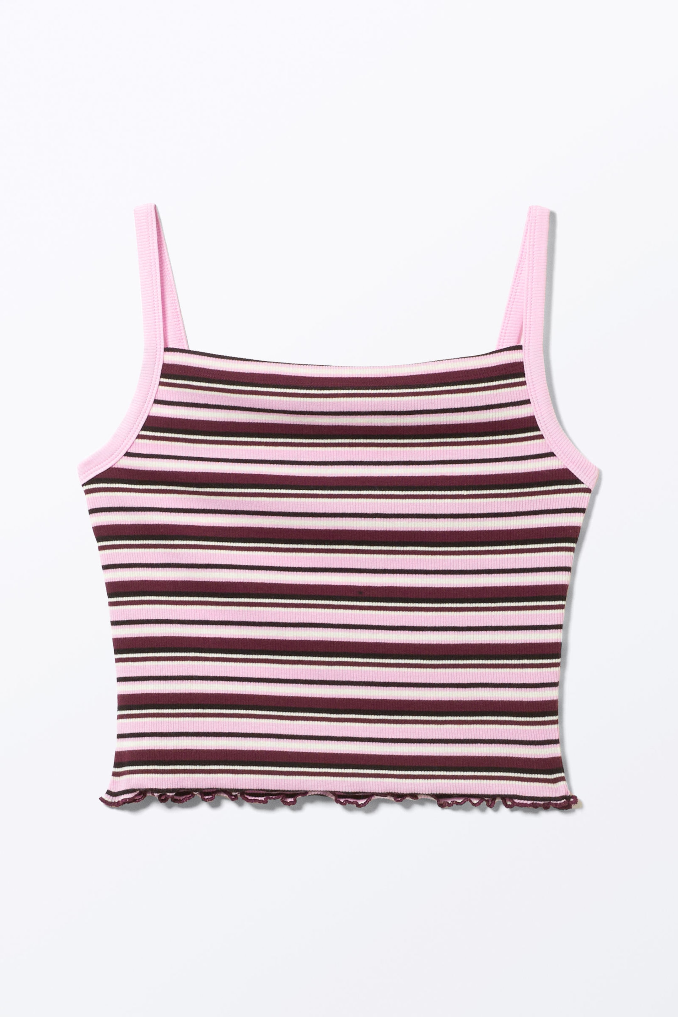 Dark Red Stripe - Cropped Ribbed Tank Top - 3