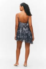 Dark Grey - Baroque Collage - Layered Ruffled Mini Cami Dress - 3