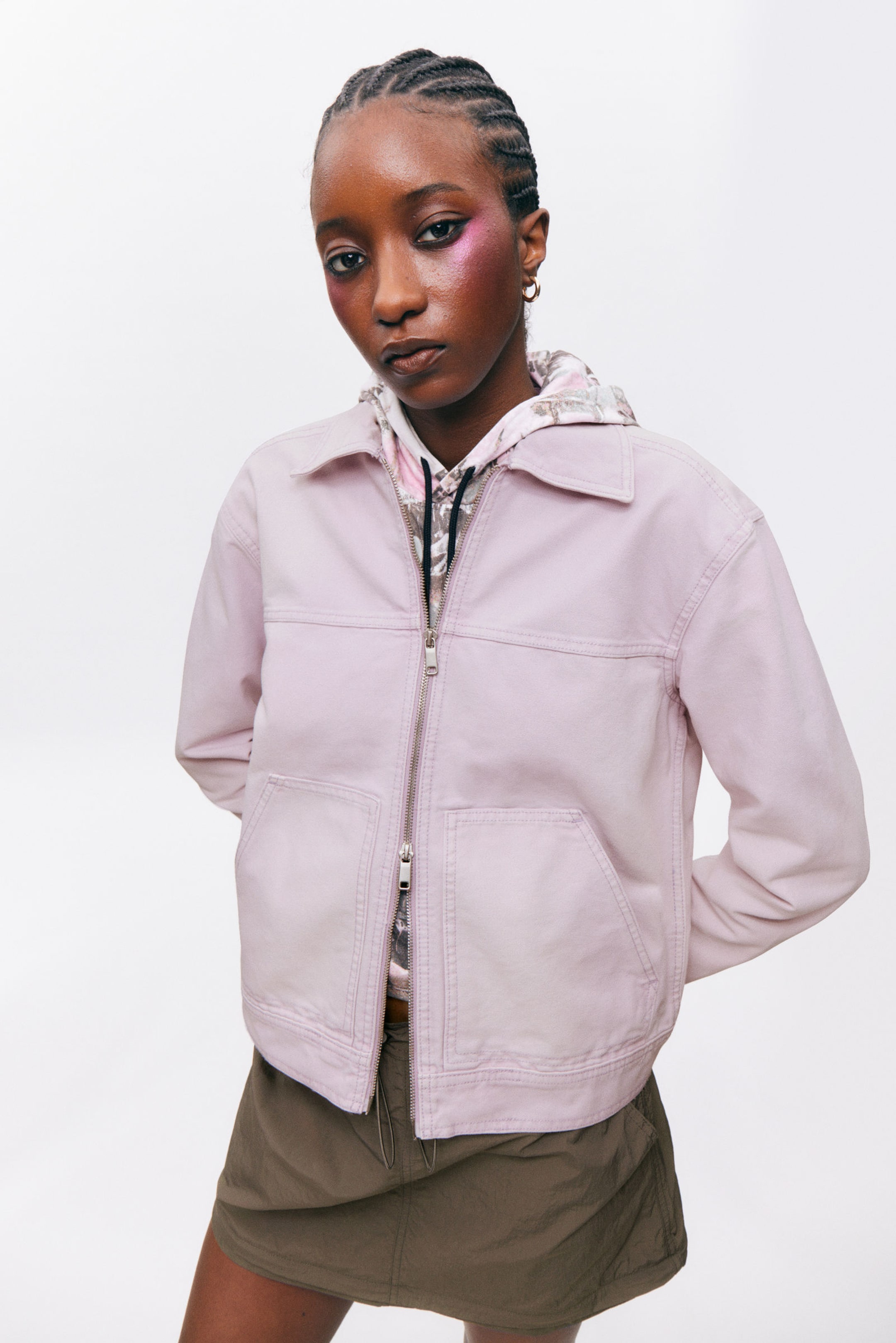 #BAABC2 - Two-way Zip Oxford Jacket - 2