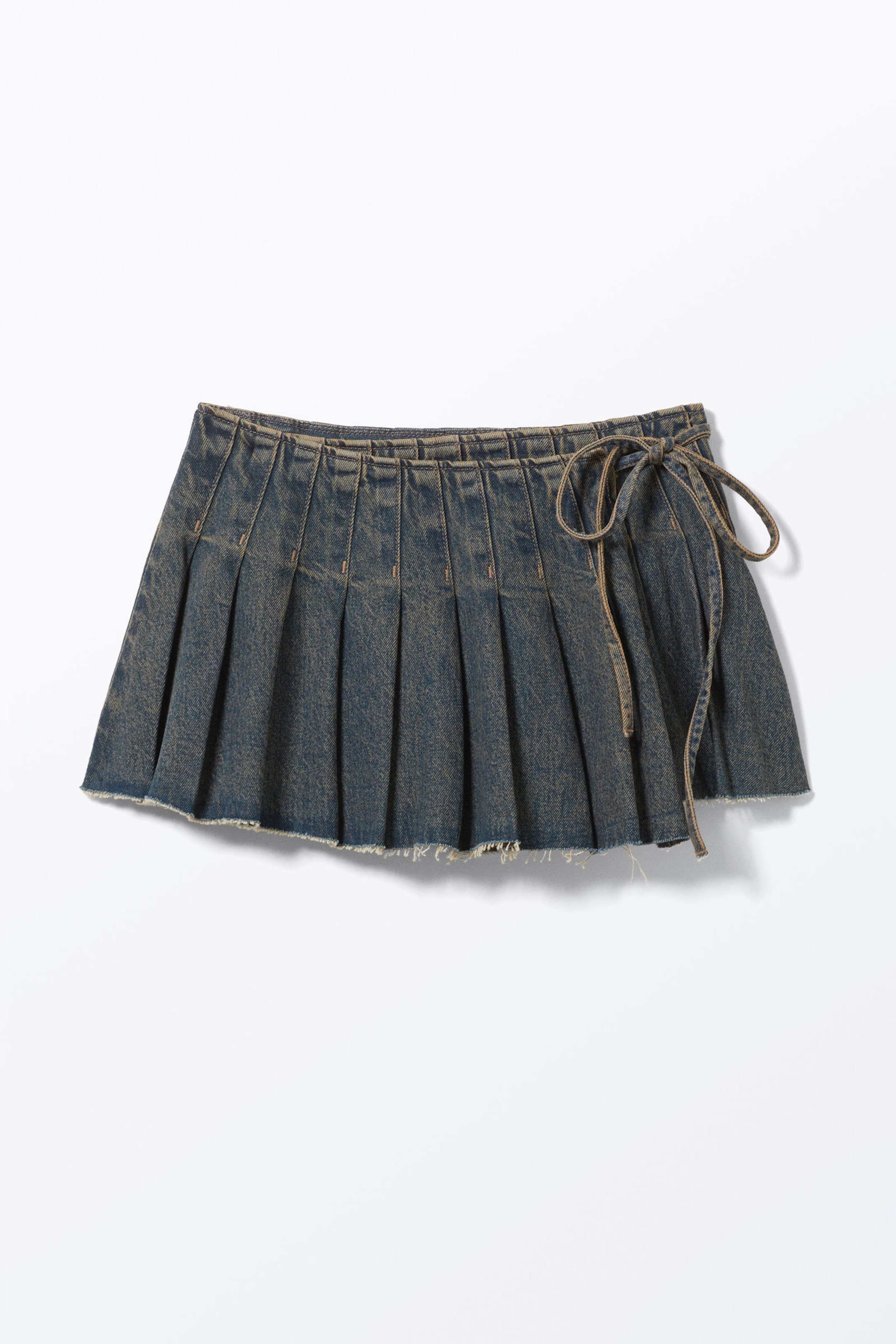 Desert Blue - Pleated Mini Denim Wrap Skirt - 4