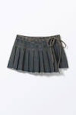 Desert Blue - Pleated Mini Denim Wrap Skirt - 4