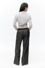 Dark Grey - Loose Elastic Suiting Trousers - 2