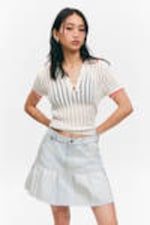 Fluid Blue - Light Blue - Pleated Mini Denim Skirt - 1