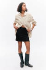 Black - A-line mini skirt - 1