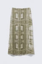 Khaki Green - Baroque Collage - Printed Low Rise Maxi Skirt - 4