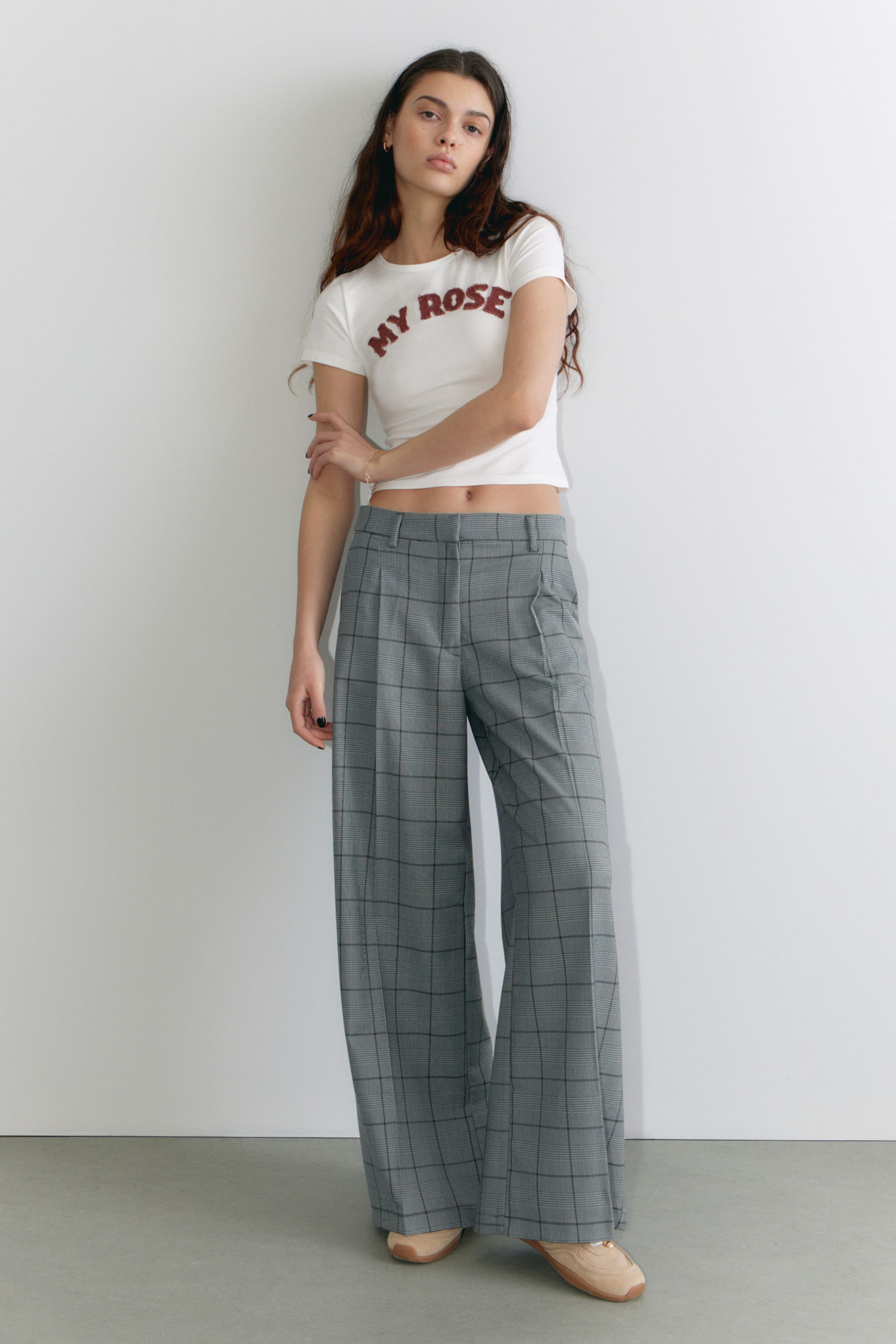 #49474C - Pleated High Waist Wide Leg Suiting Trousers - 1