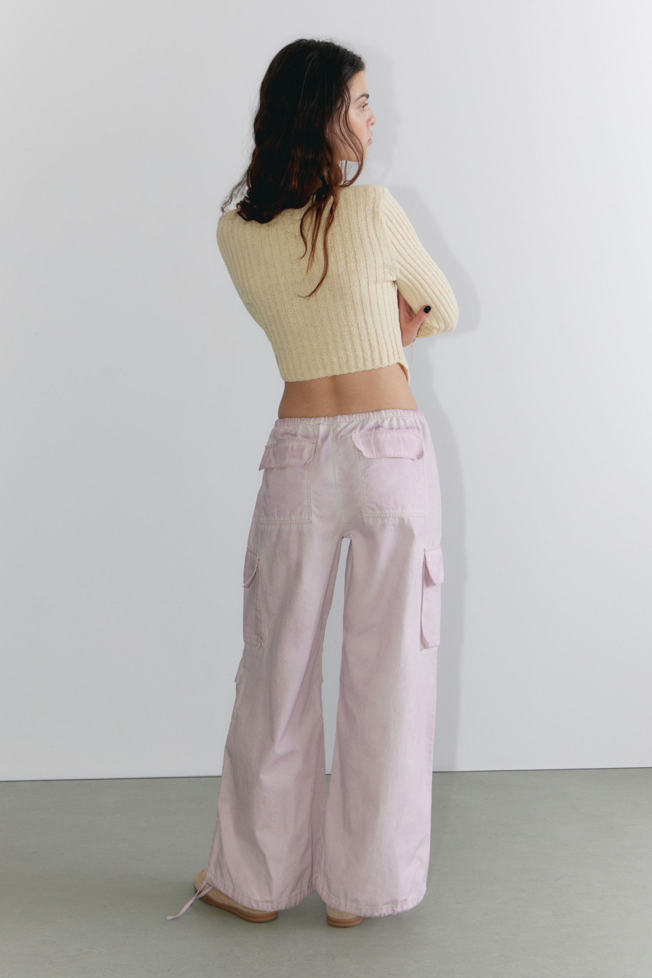 Light Dusty Pink - Relaxed Cotton Cargo Trousers - 3