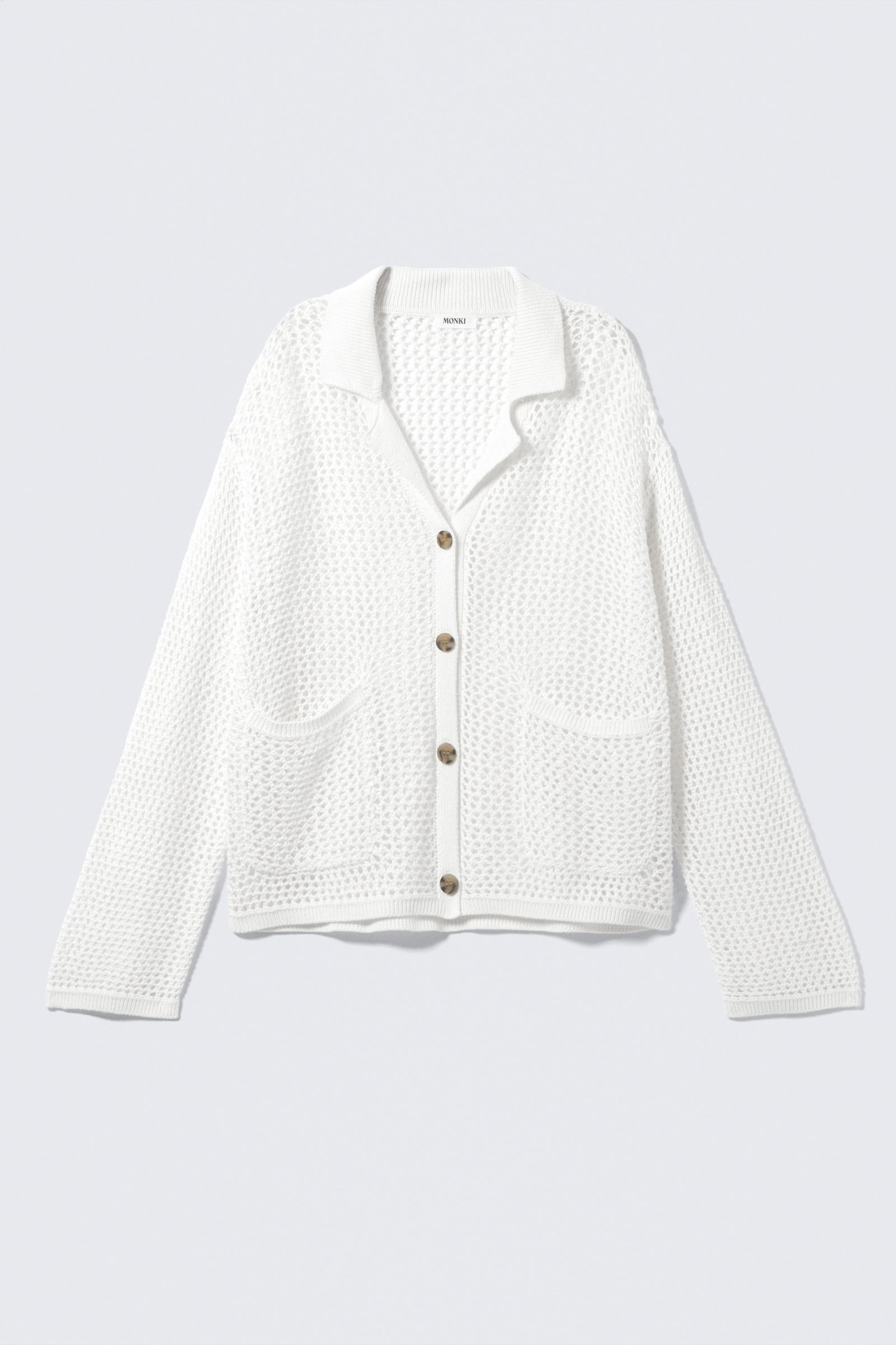 Dusty White - Open-Knit Button-Up Cardigan - 5