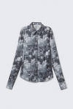Dark Grey - Floral Collage - Slim Fit Printed Button-Up Shirt - 4