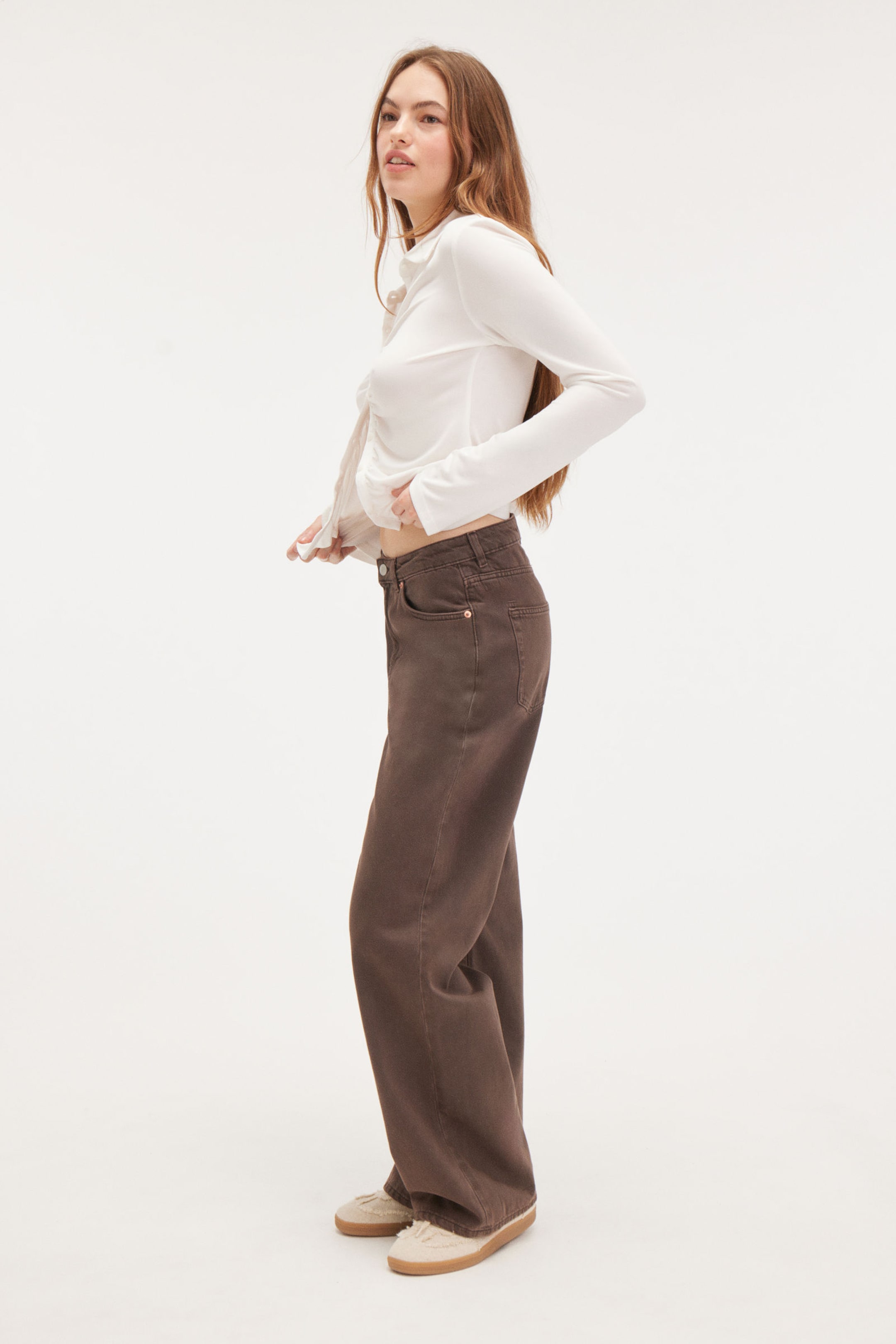 Faded Brown - Naoki Low Loose Jeans - 2