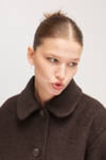 Dark Brown - Single-breasted Wool Blend Jacket - 2
