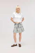 California Blue - Pleated Mini Denim Skirt - 1