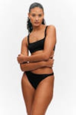 Black - Tanga Bikini Bottoms - 1
