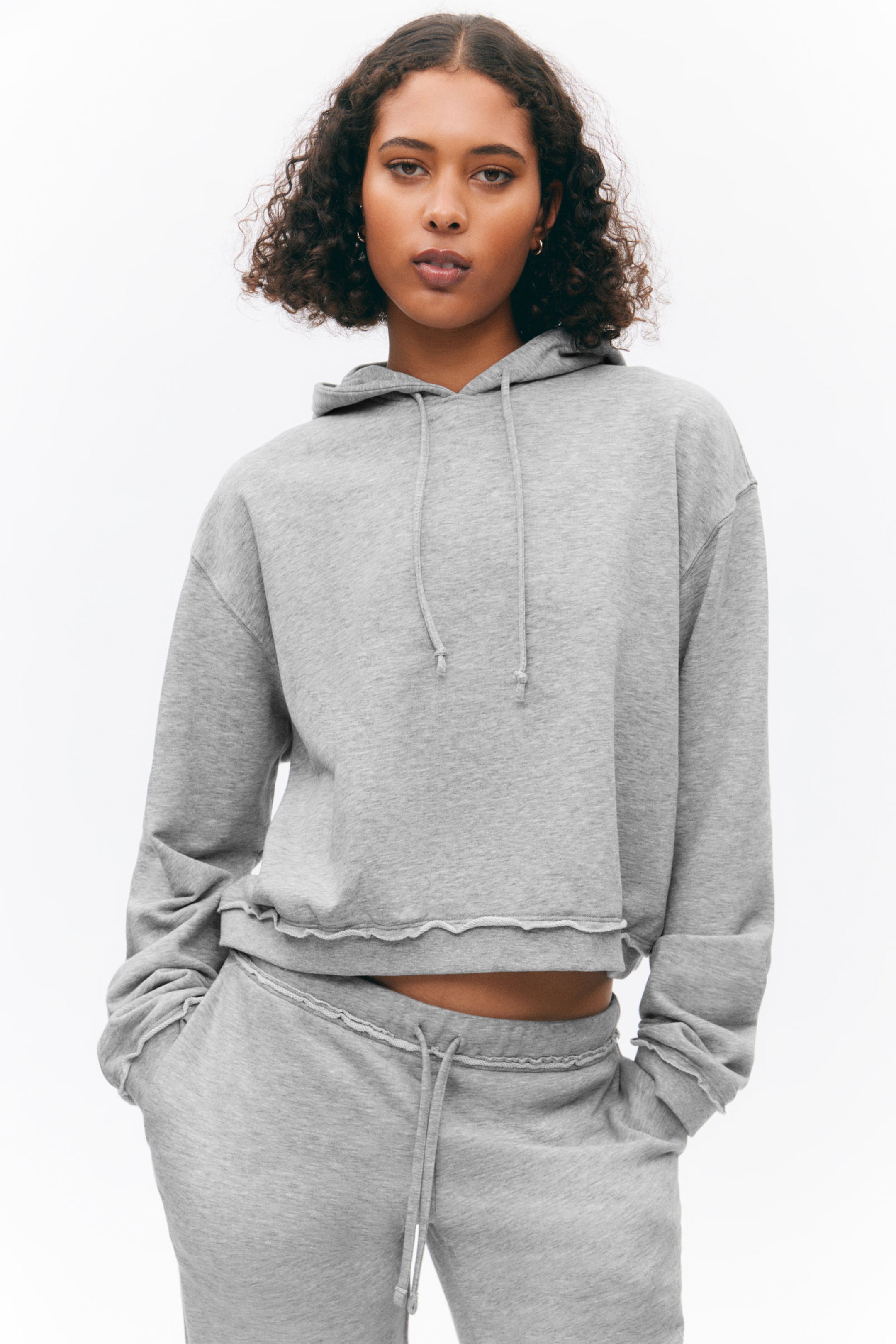 #C0C3C6 - Cropped Terry Pyjama Hoodie - 2