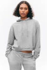 Grey Melange - Cropped Terry Pyjama Hoodie - 1