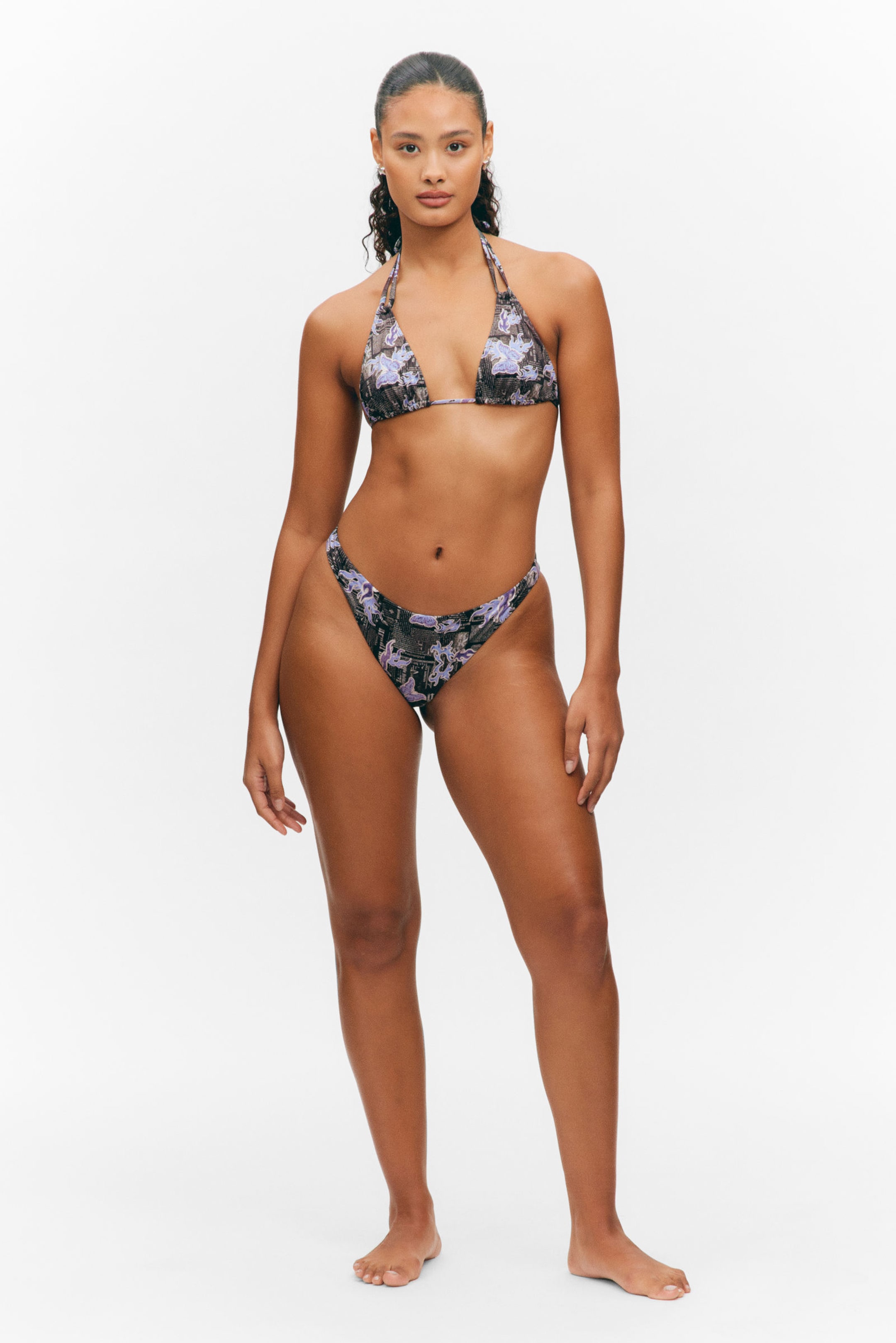 #35393A - Printed Brazilian Cut Bikini Bottoms - 1