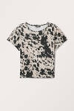 Dusty White - Cow Print - Cropped t-shirt - 3