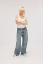 Mid Blue - Naoki Low Loose Jeans - 0