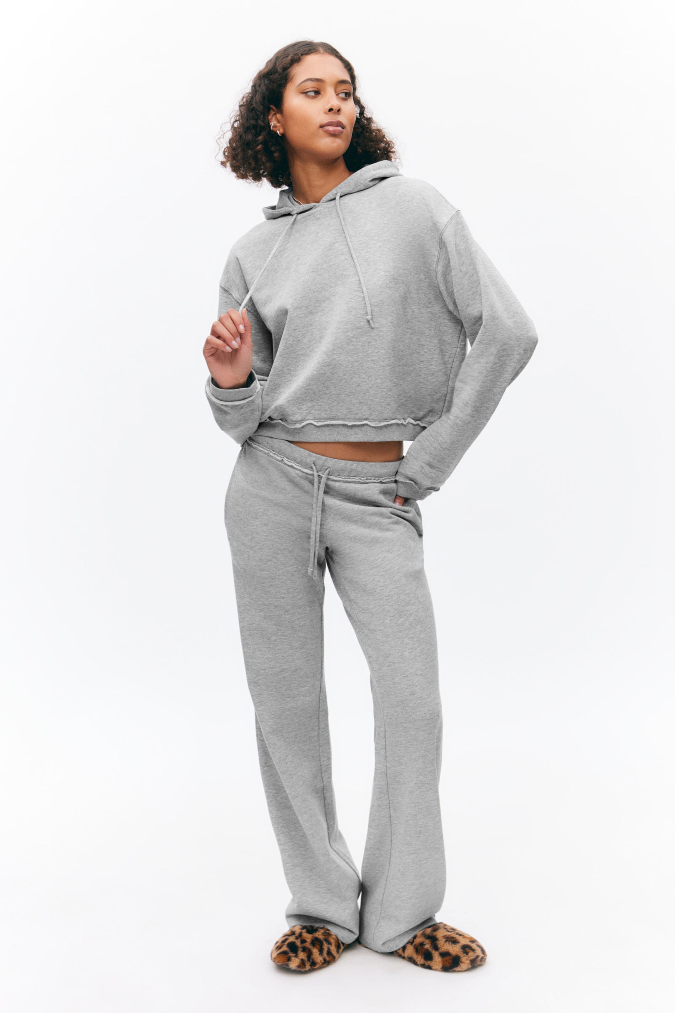 #C0C3C6 - Cropped Terry Pyjama Hoodie - 1