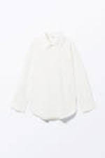 White - Long-Sleeved Oversized Poplin Shirt - 3