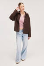 Dark Brown - Single-breasted Wool Blend Jacket - 0