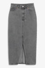 Grey - Midi denim skirt - 0
