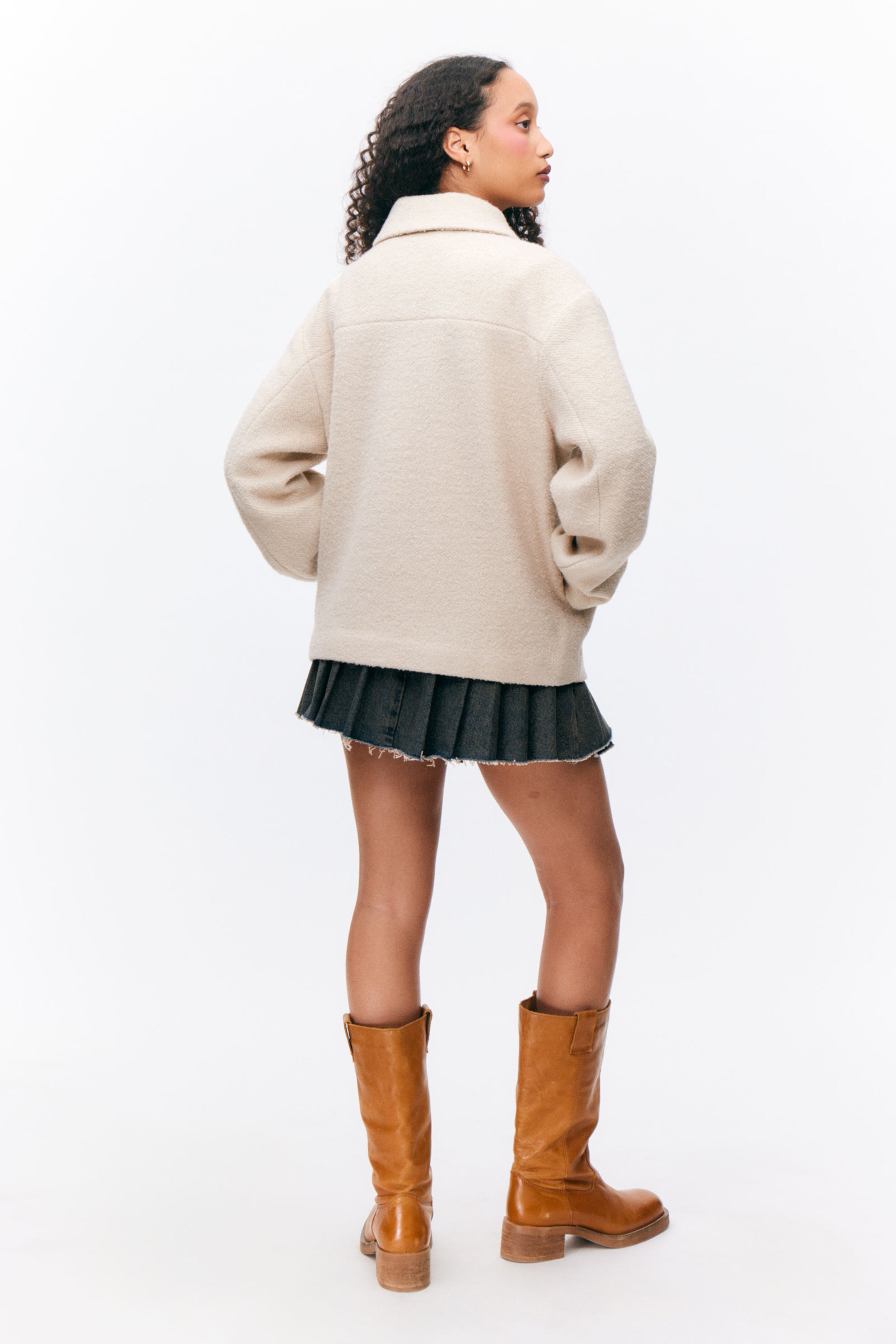 Light Beige - Single-breasted Wool Blend Jacket - 3