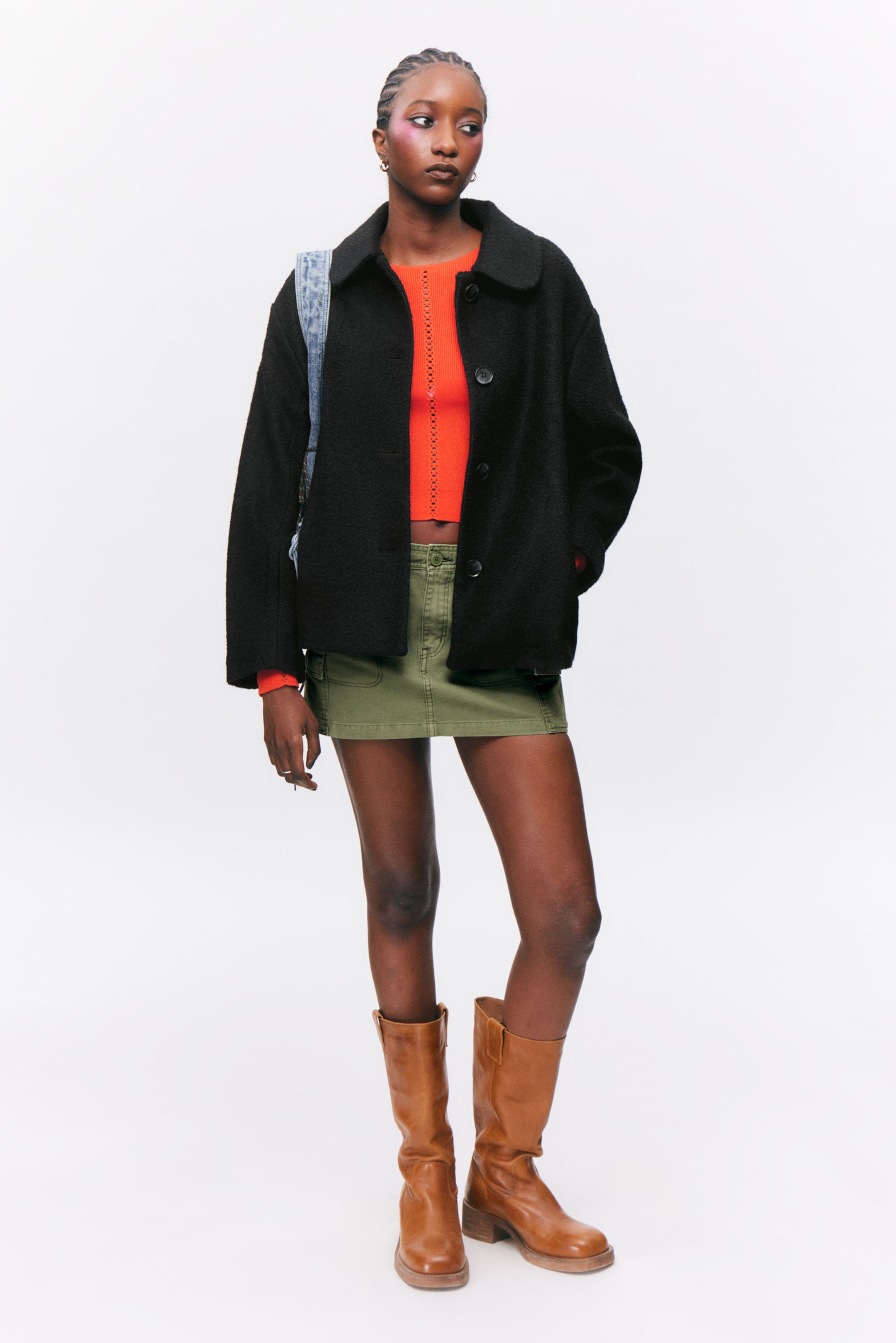 Black - Single-breasted Wool Blend Jacket - 2