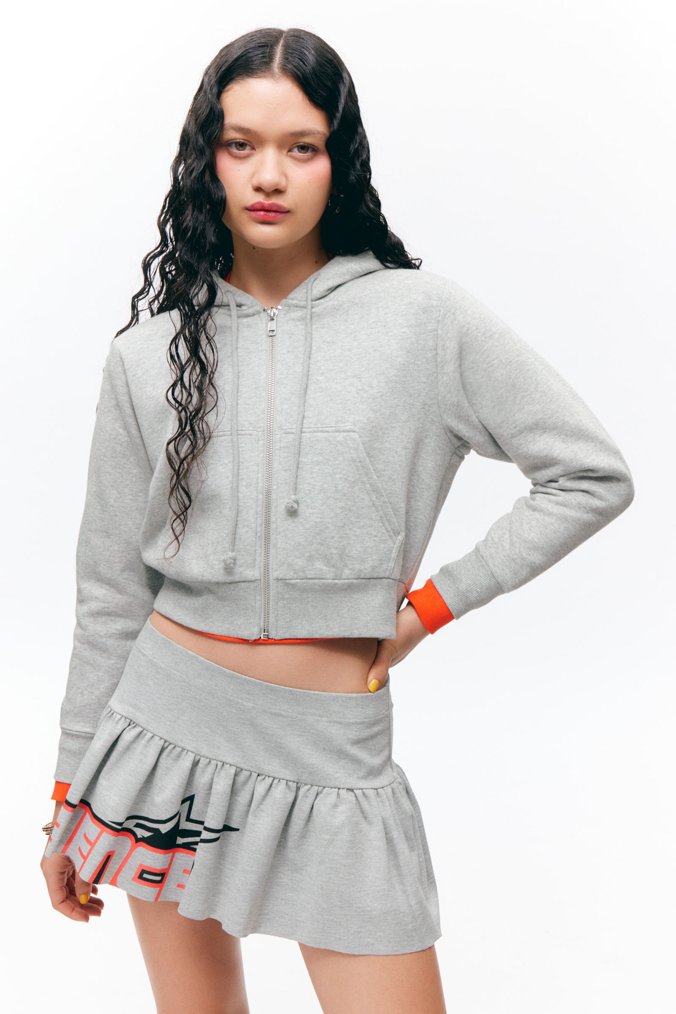 #C8C8C8 - Cropped Zip Hoodie - 2