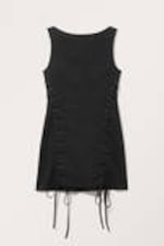 Black - Sleeveless Lace-Up Mini Dress - 3
