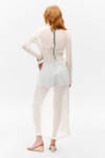 White - Open-Knit V-neck Maxi Cardigan - 3