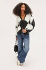 Black White - Fluffy knit cardigan - 1