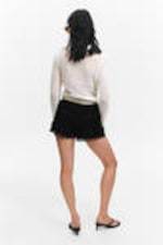 Black - Frilled Lace Mini Shorts - 3