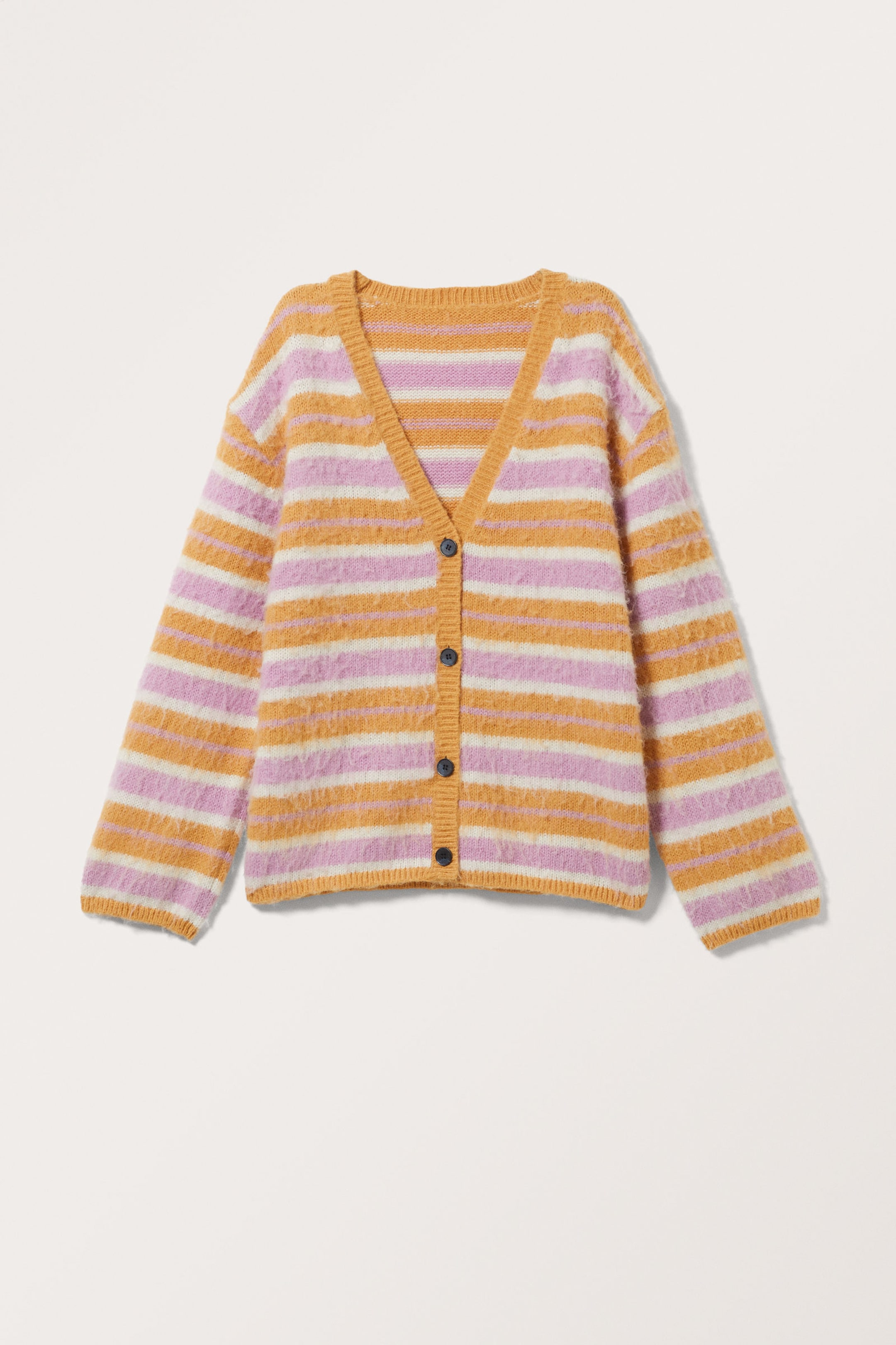 Dark Yellow Stripe - Fluffy knit cardigan - 3