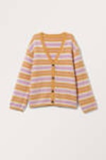 Dark Yellow Stripe - Fluffy knit cardigan - 3