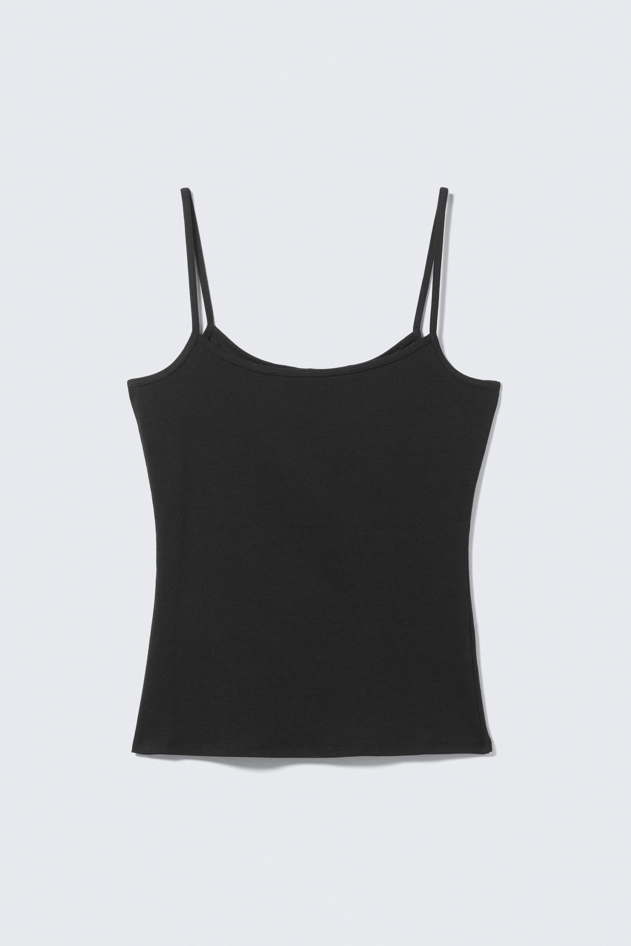 Black - Slim Strappy Tank Top - 3