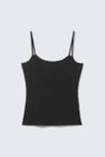Black - Slim Strappy Tank Top - 3