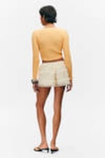 Yellow - Knitted Wrap-shaped Asymmetric V-neck Sweater - 3