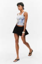 Black - Low Rise Flared Mini Skort - 1