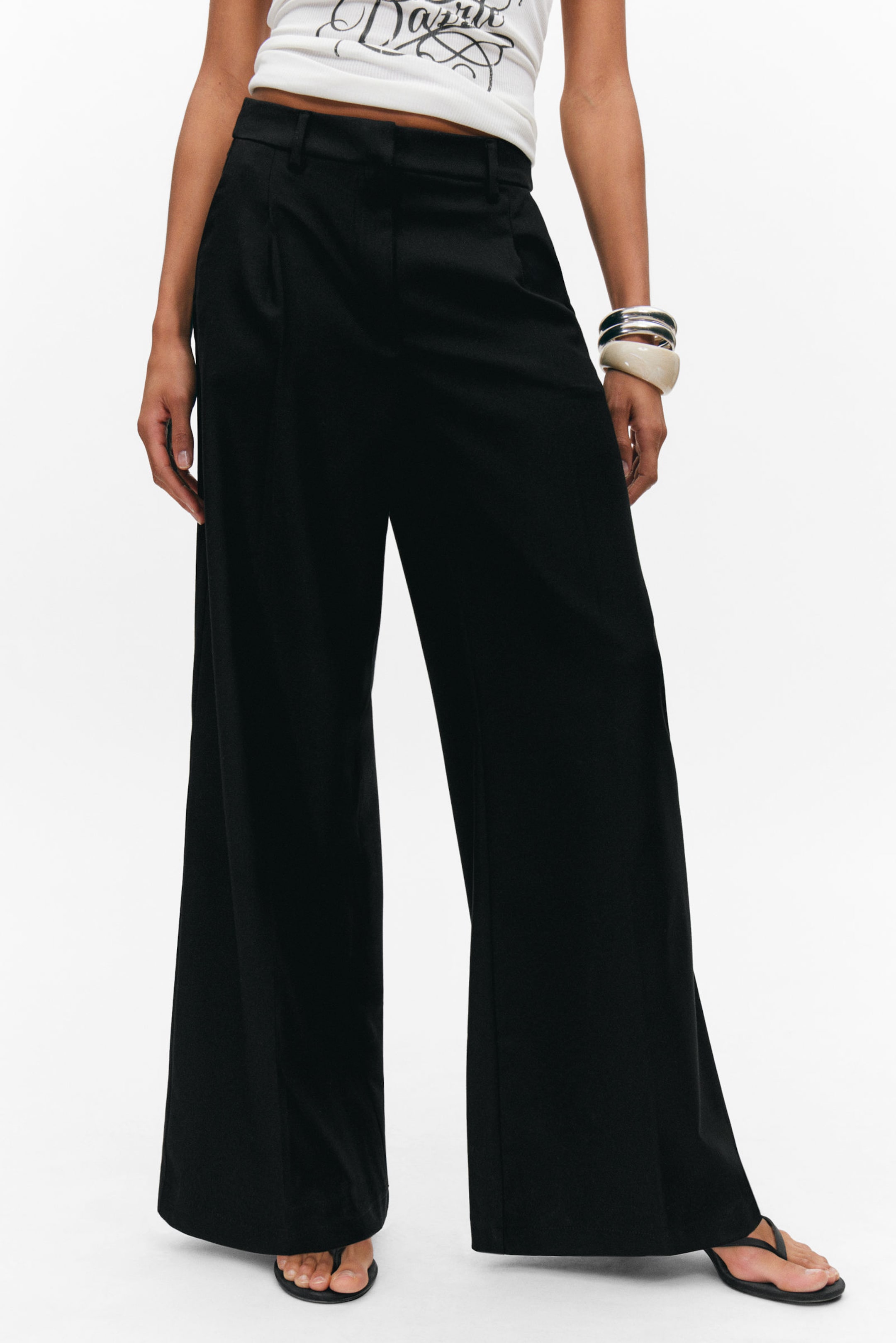 #272628 - Pleated High Waist Wide Leg Suiting Trousers - 2