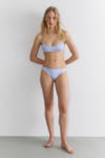 Shiny Light Blue - Scoop Neck Bikini Top - 0