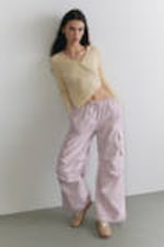 Light Dusty Pink - Relaxed Cotton Cargo Trousers - 0